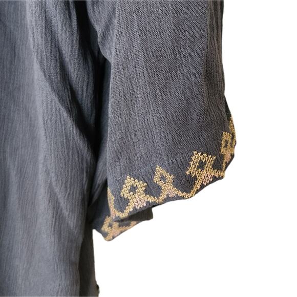 NWT J.JILL EMBROIDERED CRINKLED KIMONO IN BLUE SMOKE MULTI OS - Picture 4 of 7